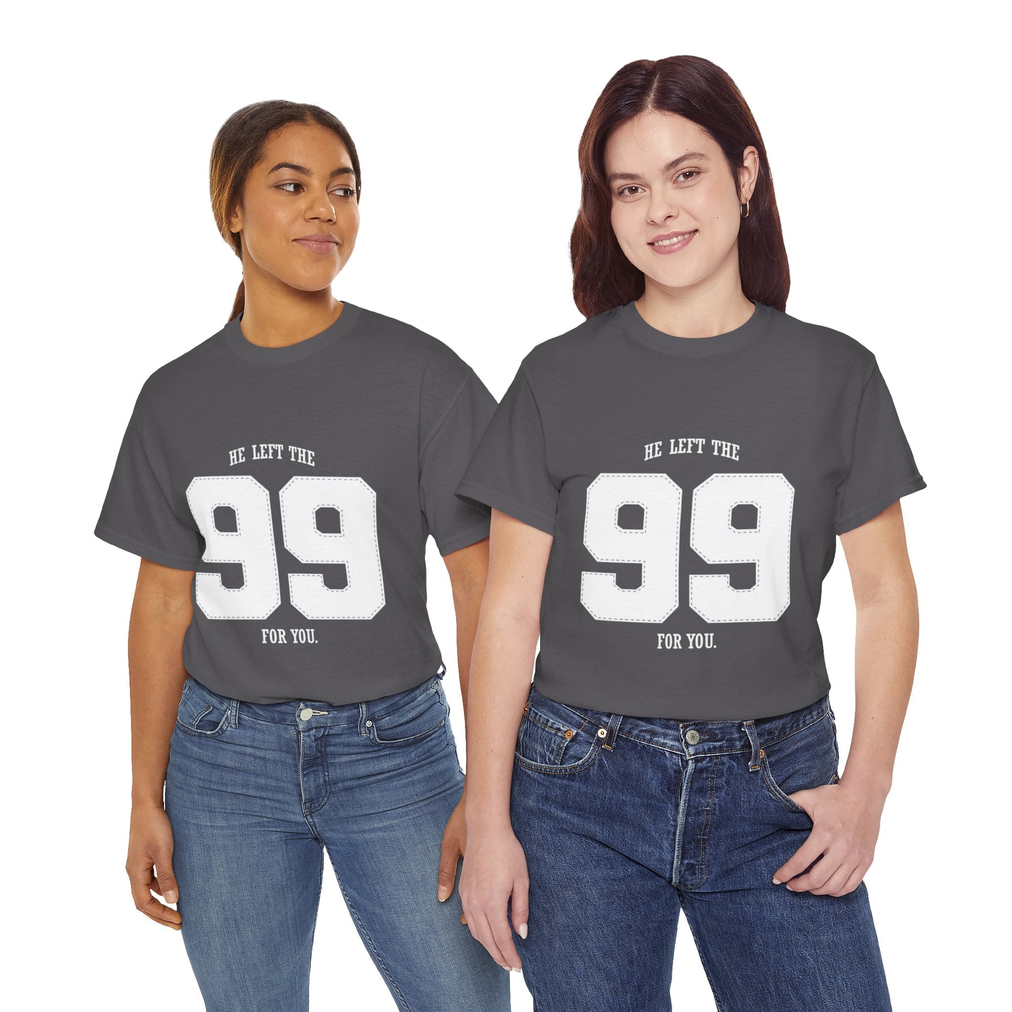 99 Sports Jersey Tee — "He Left The 99 For You" Vintage Athletic Shirt