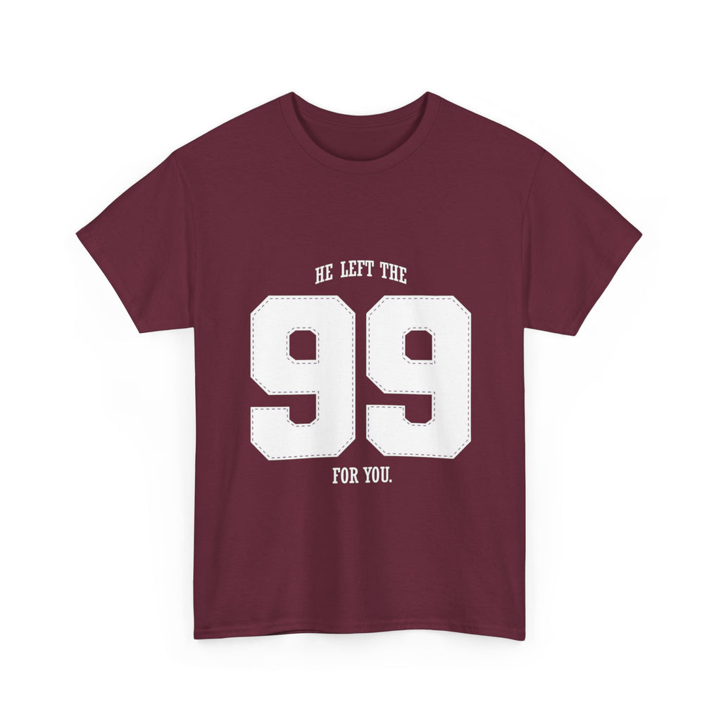 99 Sports Jersey Tee — "He Left The 99 For You" Vintage Athletic Shirt