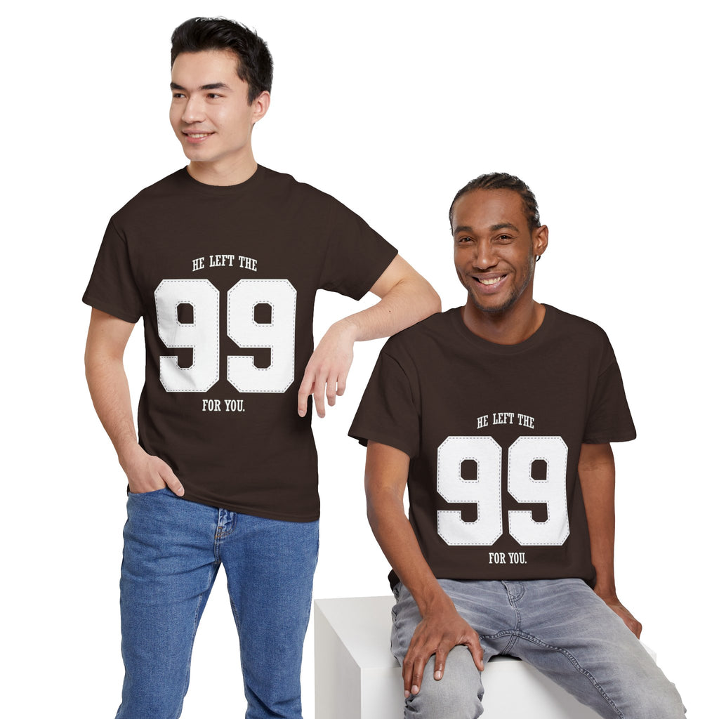 99 Sports Jersey Tee — "He Left The 99 For You" Vintage Athletic Shirt