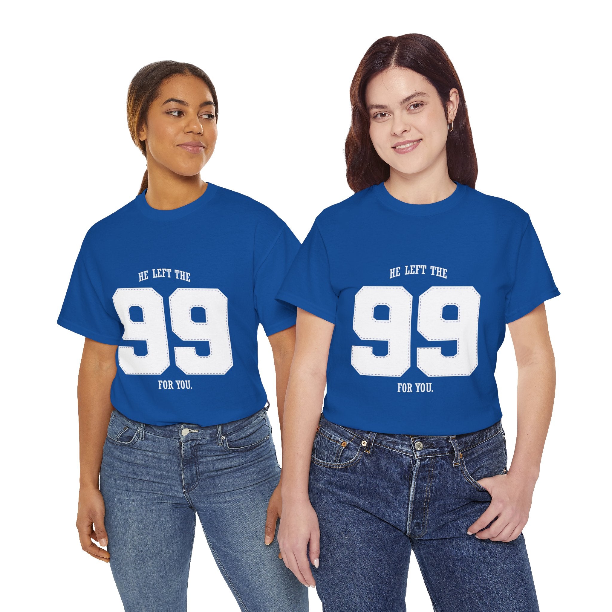 99 Sports Jersey Tee — "He Left The 99 For You" Vintage Athletic Shirt