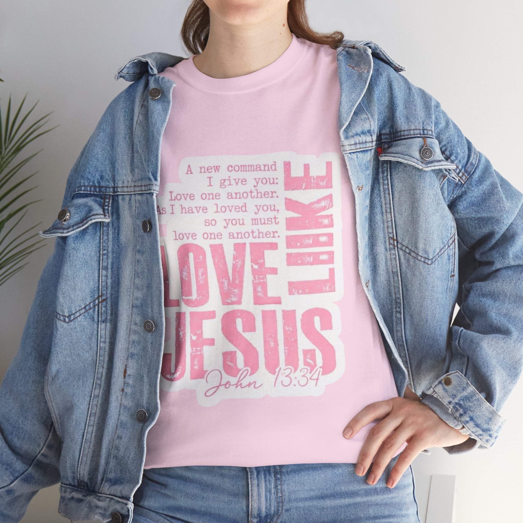 Love Jesus Pink Scripture T-Shirt — John 15:9 Faith Tee