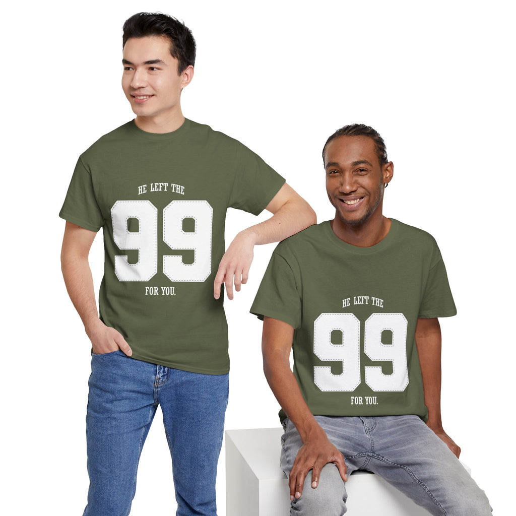 99 Sports Jersey Tee — "He Left The 99 For You" Vintage Athletic Shirt