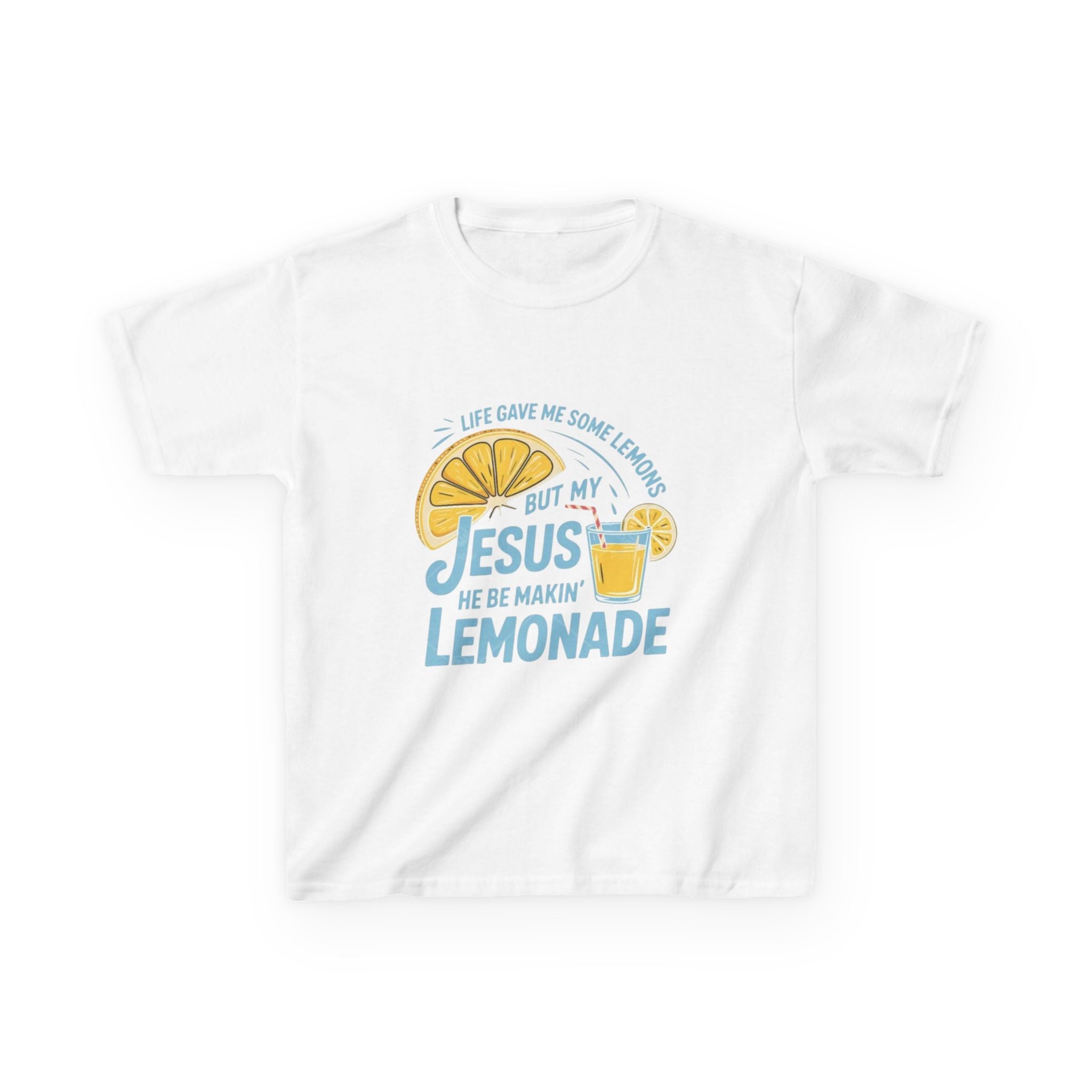 Kids Tee — "When Life Gives Me Some Lemons But My Jesus He Be Makin' Lemonade" Christian Graphic Shirt