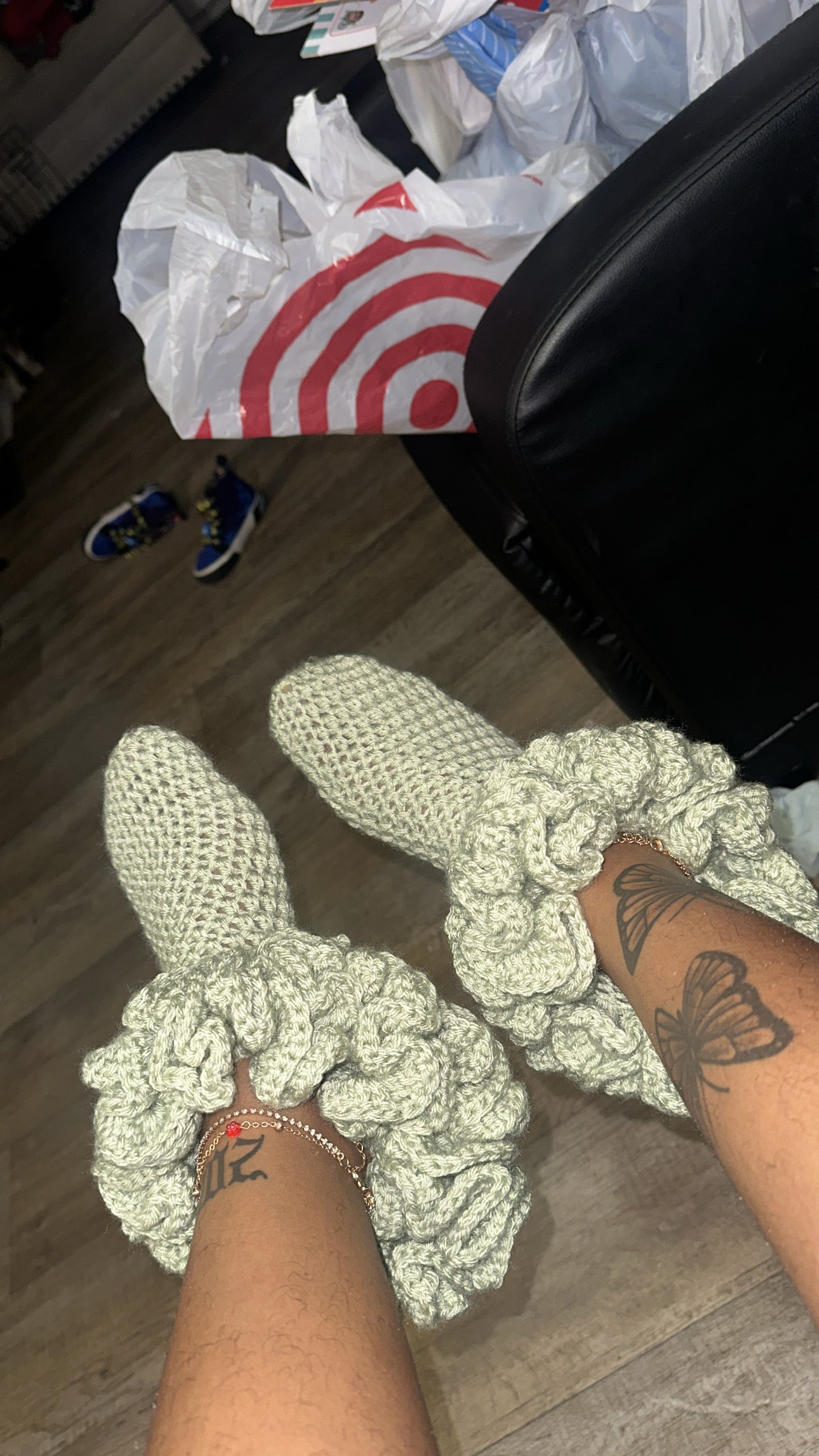 Crochet ruffle socks