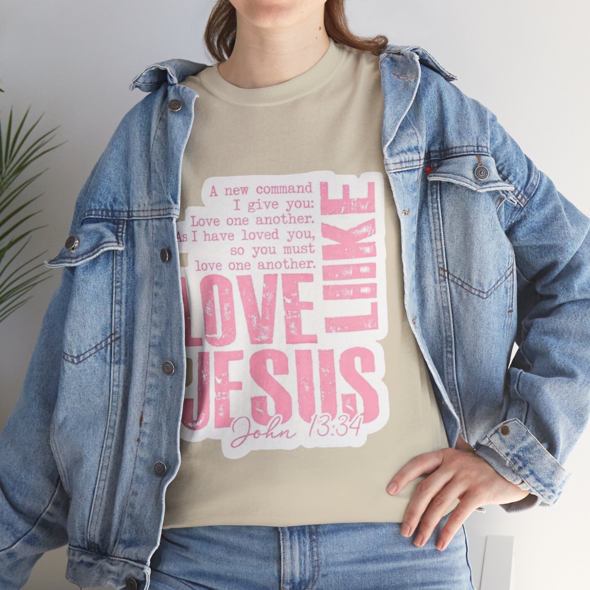 Love Jesus Pink Scripture T-Shirt — John 15:9 Faith Tee