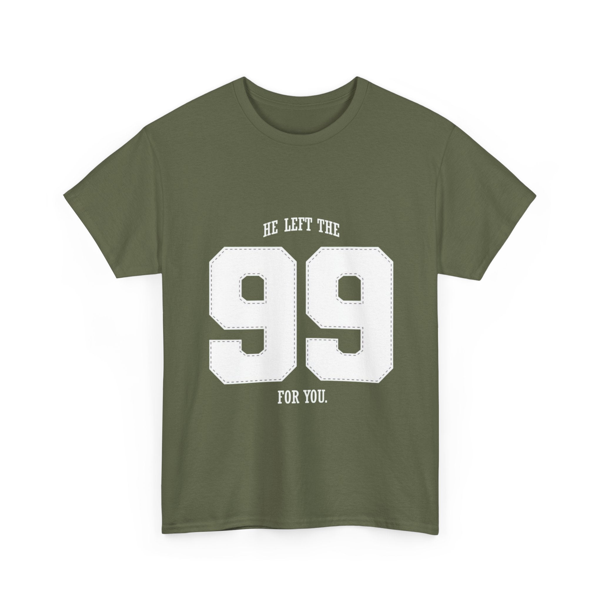 99 Sports Jersey Tee — "He Left The 99 For You" Vintage Athletic Shirt
