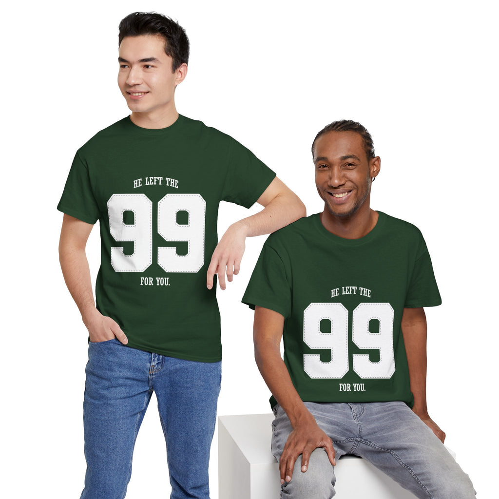 99 Sports Jersey Tee — "He Left The 99 For You" Vintage Athletic Shirt