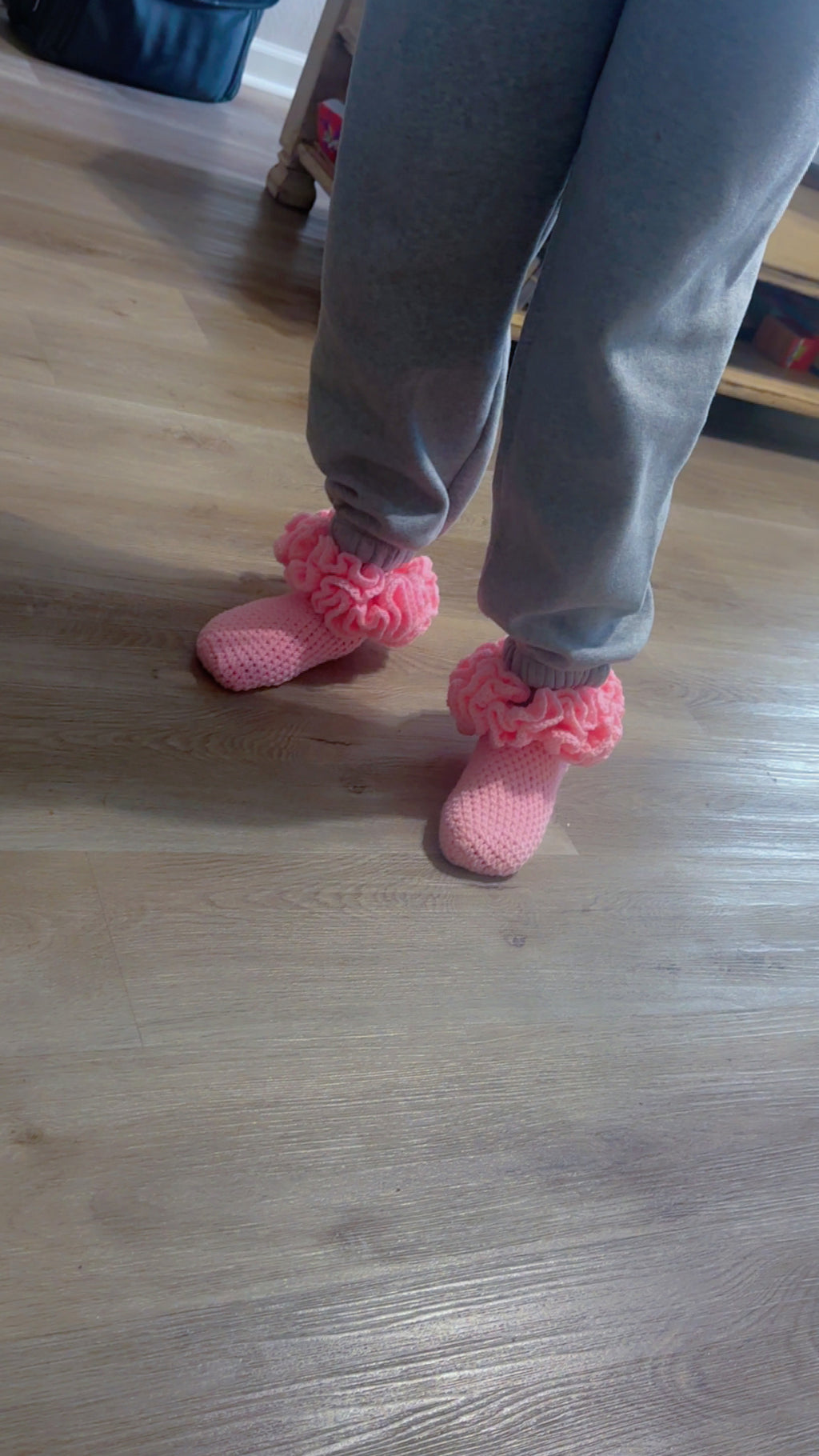 Crochet ruffle socks